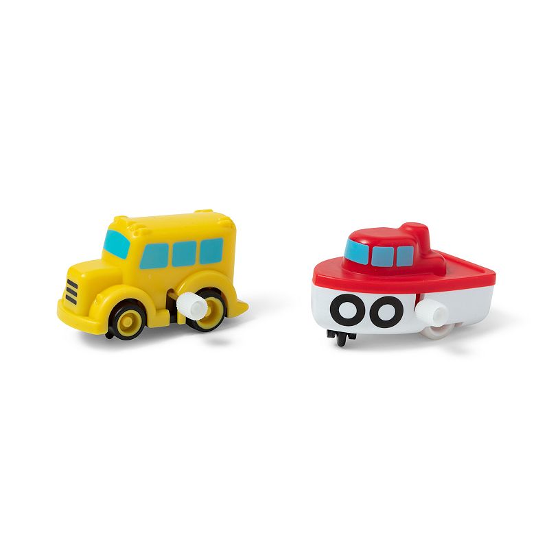 Melissa and Doug Round the Shore Tracks Cardboard Jigsaw Floor Puzzle and Wind-Up Vehicles