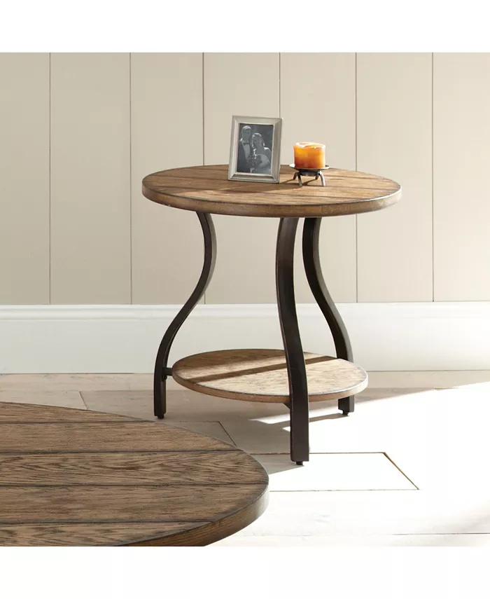 Steve Silver Denise 24 Round Wood and Metal End Table