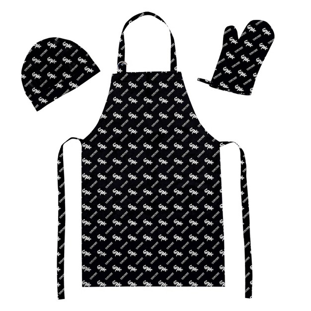 Mlb Chicago White Sox Apron Mitt Hat Grill Tool Set 3pc