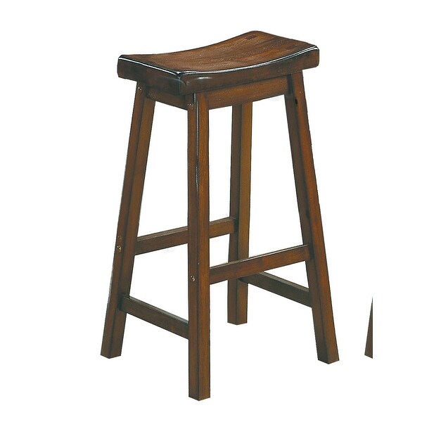 Casual Dining 29-inch Bar Height Stools 2pc Set Saddle Seat Solid Wood