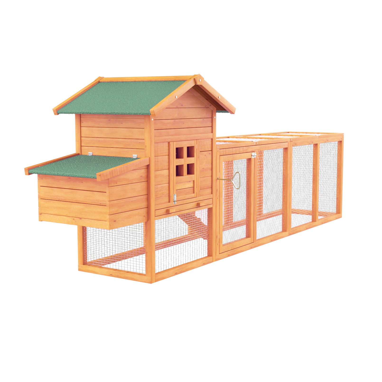 120'' Chicken Coop for 2-6 Chickens Outdoor Wooden Rabbit Hutch Hen Poultry Pet House with Chicken Run Cage， Egg Box and Waterproof Roof Garden Backyard