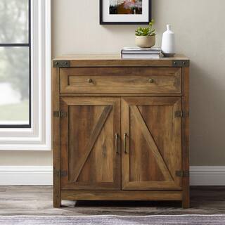 Welwick Designs Barnwood Collection 30 in. Barnwood Accent Cabinet with Barn Doors HD8241