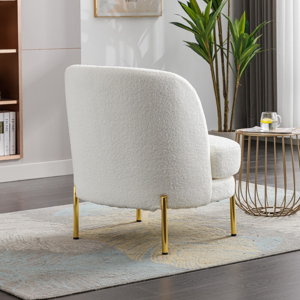 Boucle Upholstered Accent Chair With Gold Legs