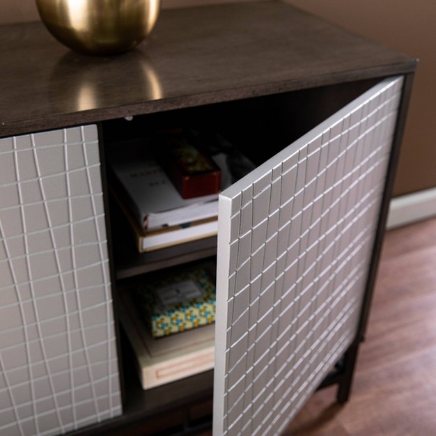 Spilscar Contemporary Storage Cabinet Brown With Silver Aiden Lane