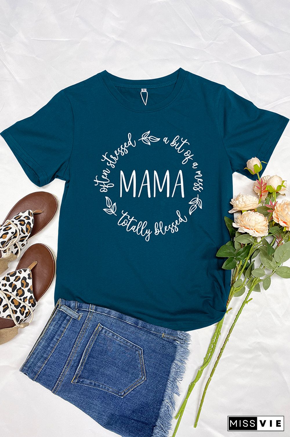 Blessed Stressed and a Mess MAMA Short Sleeve Graphic Tee Wholesale