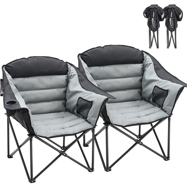 DoCred Oversized Camping Chair，Fully Padded Folding Moon Chair