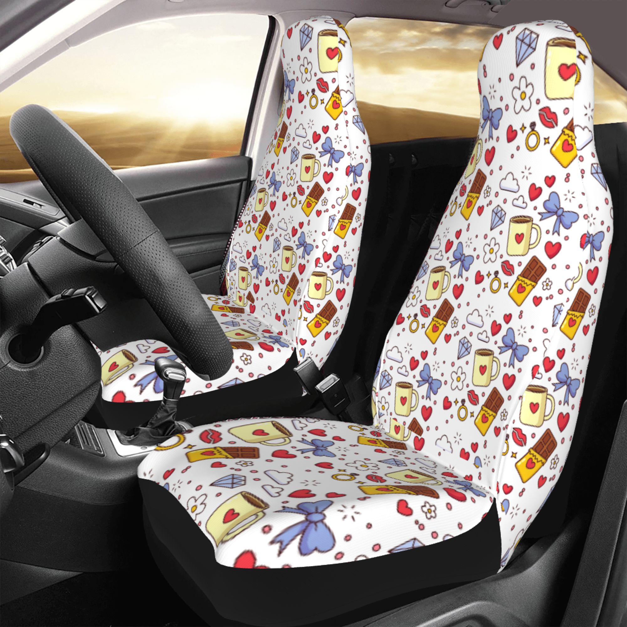 ZICANCN Car Seat Cover Chocolate and Diamond Print Car Front Seat Covers Protectors ， Automotive Seat Covers for Cars Trucks Suv