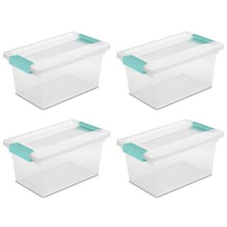 Sterilite 19628604 Medium Clip Box Clear Storage Tote Container with Lid 4 x 19628604