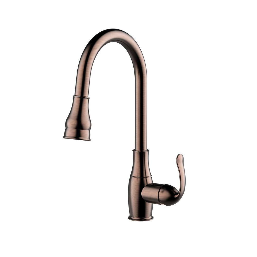 Barclay Products Caryl Single Handle Deck Mount Gooseneck Pull Down Spray Kitchen Faucet with Metal Lever Handle 4 in Oil Rubbed Bronze KFS410-L4-ORB