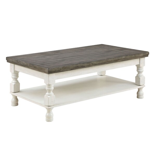 Furniture of America Neking Rustic White 47-in Solid Wood Coffee Table