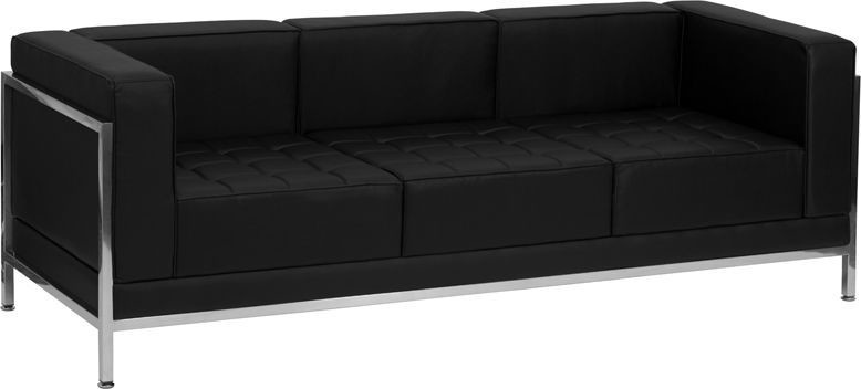 Imagination Series Contemporary Black Leather Soft Sofa With Encasing Frame   Contemporary   Sofas   by Homesquare  Houzz