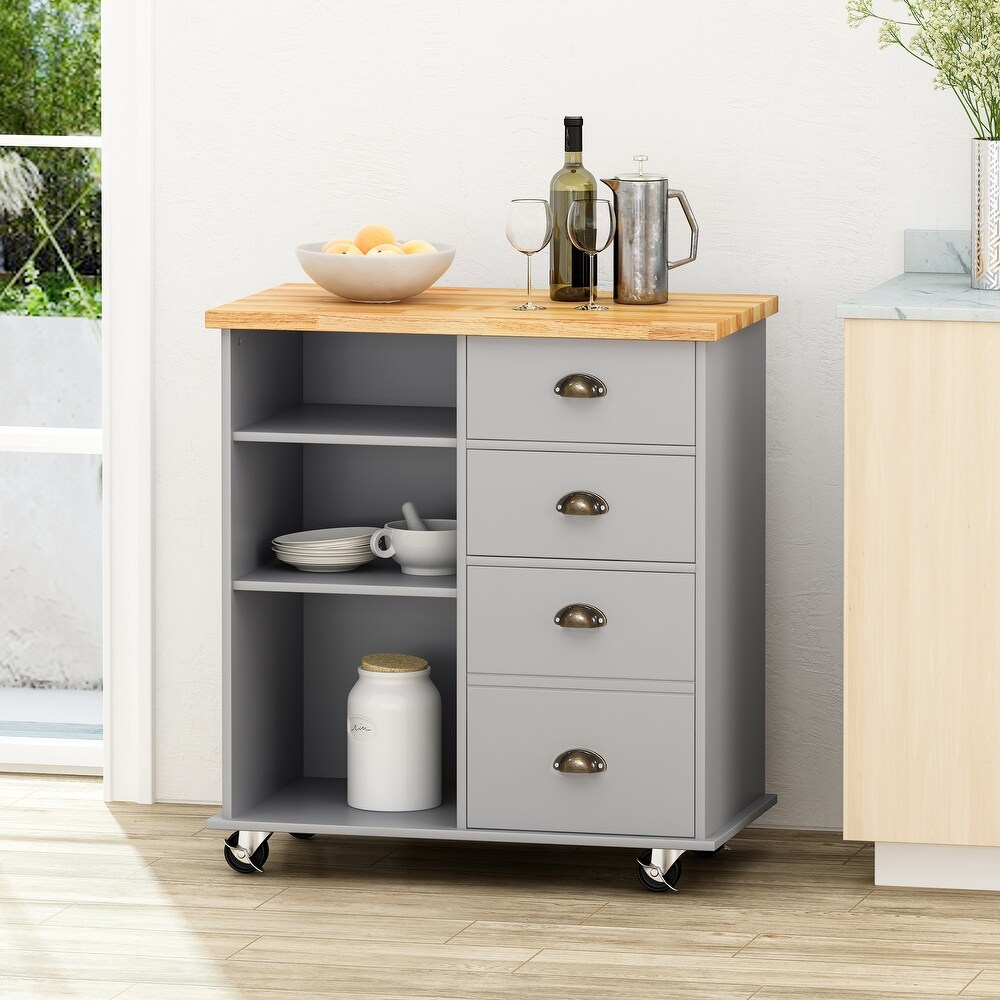 Provence Contemporary Kitchen Cart with Wheels by Christopher Knight Home   31.50\