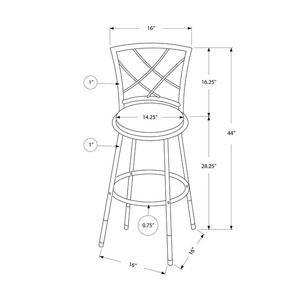 Monarch 2377 Two Piece Swivel White Grey Fabric Seat Barstool