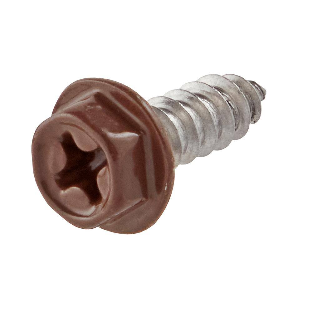 Everbilt #8 x 12 in. Brown Stainless Steel Hex Head Gutter Sheet Metal Screw (25-Pack) 804514