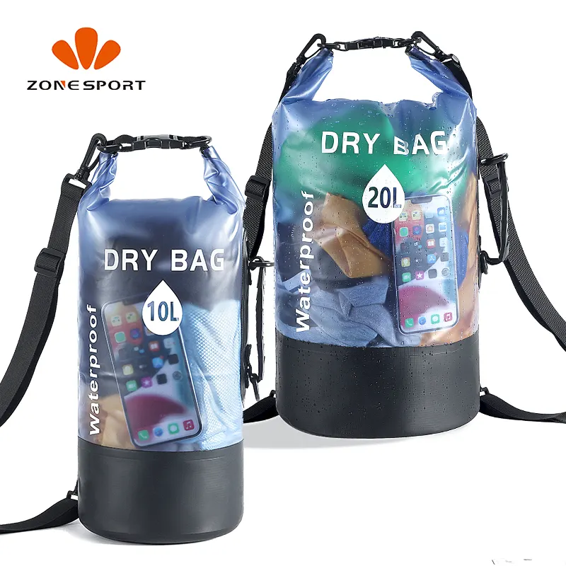 Custom LOGO Sealed Waterproof Kayak Deck Bag Backpack Transparent 10L 20L PVC Waterproof Dry Bag