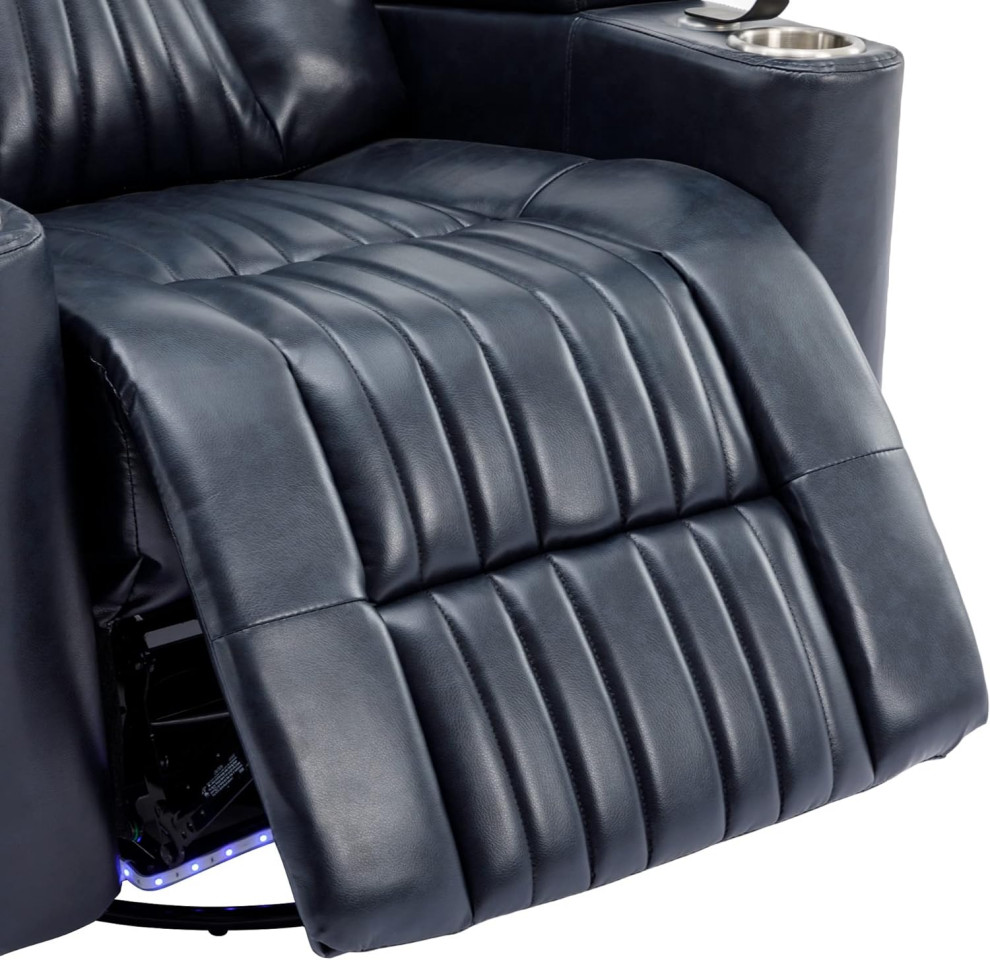 Swiveling Recliner  PU Leather Seat With Stitched Tufting  ampUSB Ports   Modern   Recliner Chairs   by Decor Love  Houzz