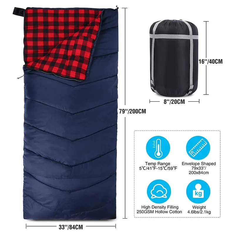 Ultralight Portable Cotton Material Cold Proof Lightweight Waterproof Envelope Camping Sleeping Bag