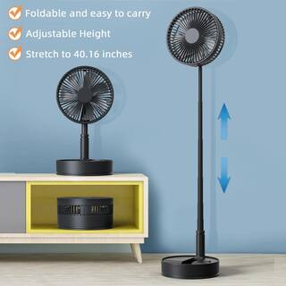 Aoibox 8 Inch 4 Speed Stand Fan in Black with Remote Control Timer Adjustable Height 60Oscillation 180Head Rotation SNSA05FN005