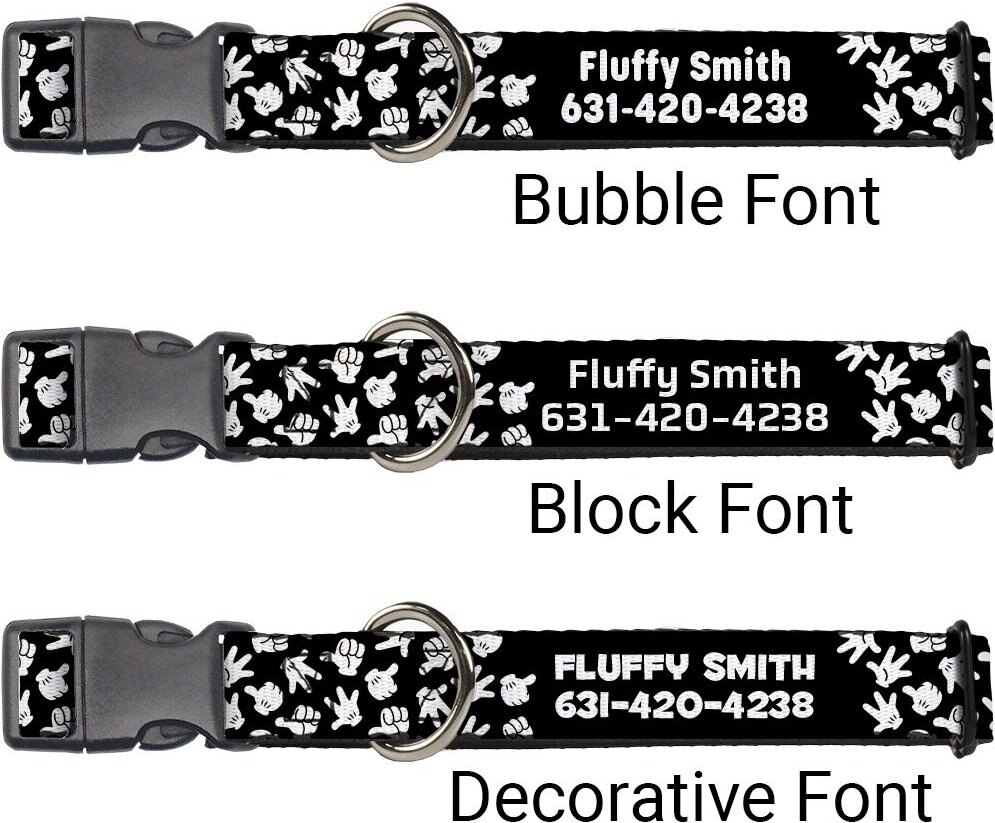 Buckle-Down Disney Mickey Mouse Hand Gestures Personalized Dog Collar