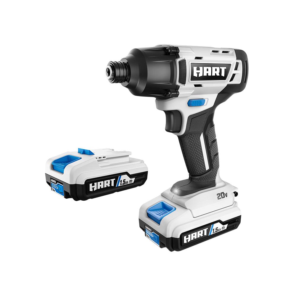 HART 20-Volt Cordless Impact Driver Kit， (2) 1.5Ah Lithium-Ion Batteries， Gen 2