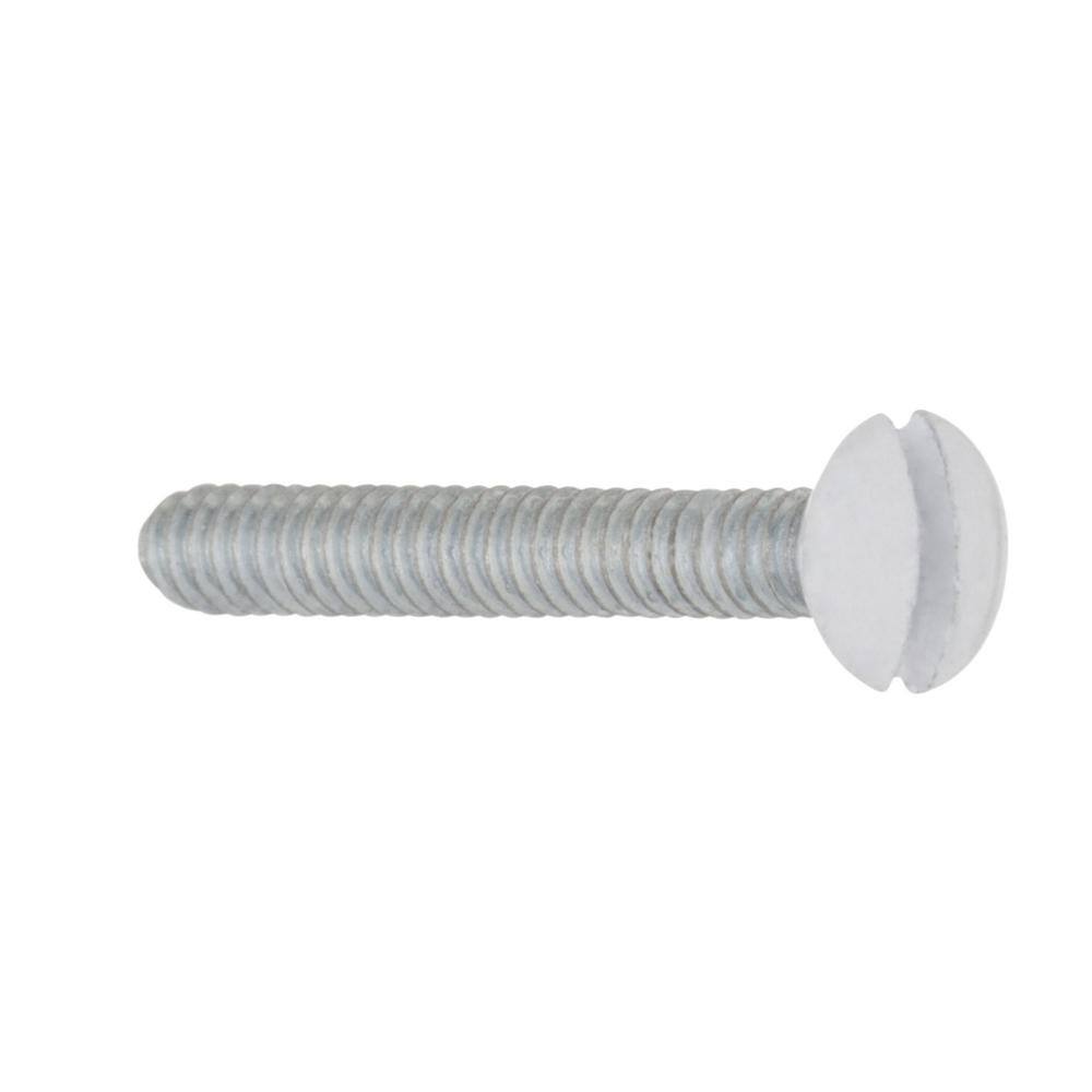 Everbilt #6-32 x 1 in. White Slotted Drive Oval-Head Switch Plate Machine Screw (25-Piece) 802754