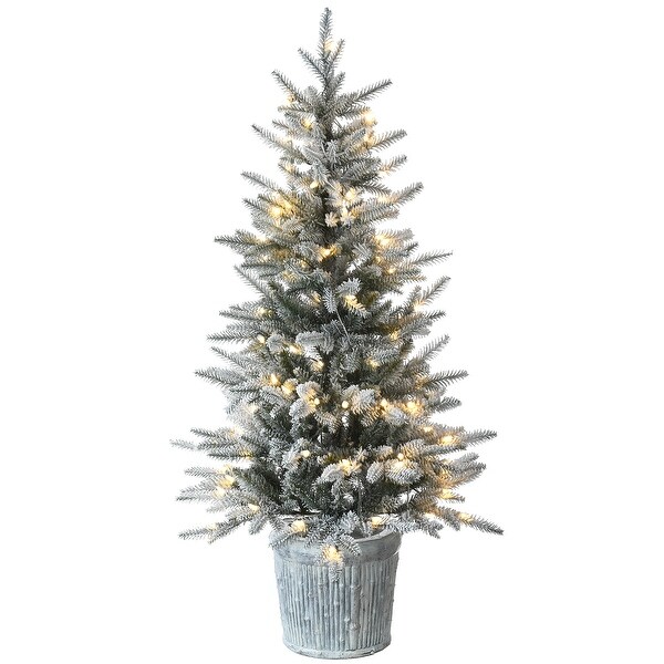 National Tree Company 4.5 ft. Snowy Alpine Fir Entrance Tree with LED Lights