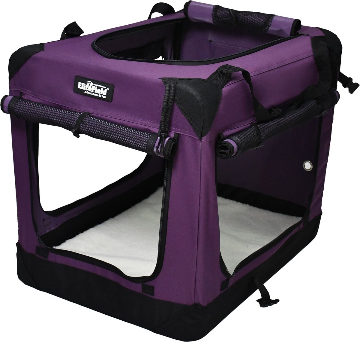 EliteField 4-Door Collapsible Soft-Sided Dog Crate with Curtains