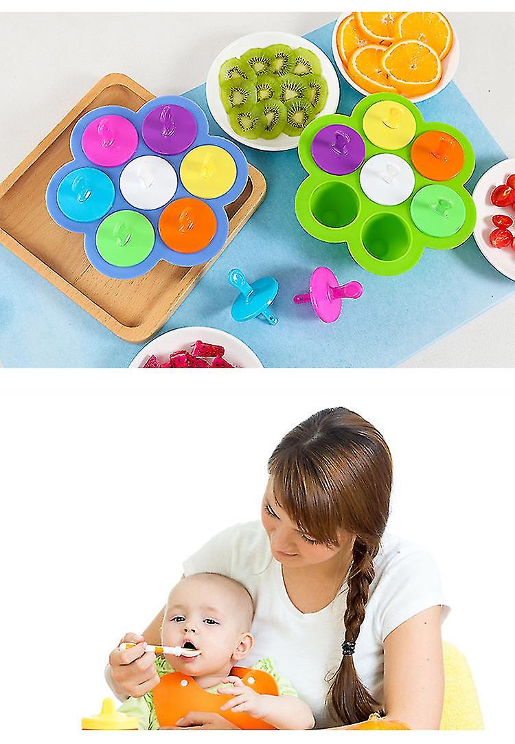 Baby 7-hole Silicone Supplementary Food Box Children's Sealed Fresh-keeping Box 7-hole Silicone Popsicle Ice Tray Mold Seven-hole Supplementary Food B