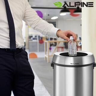 Alpine Industries 17 Gal. Stainless Steel Heavy-Gauge Brushed Open Top Commercial Trash Can (2-Pack) 470-65L-2PK