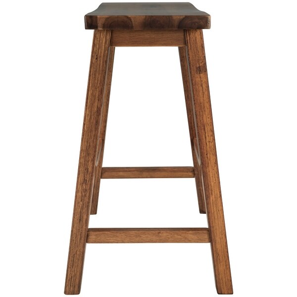 Farmhouse Rustic Counter Height Wood Walnut Dining Stools (Set of 2)