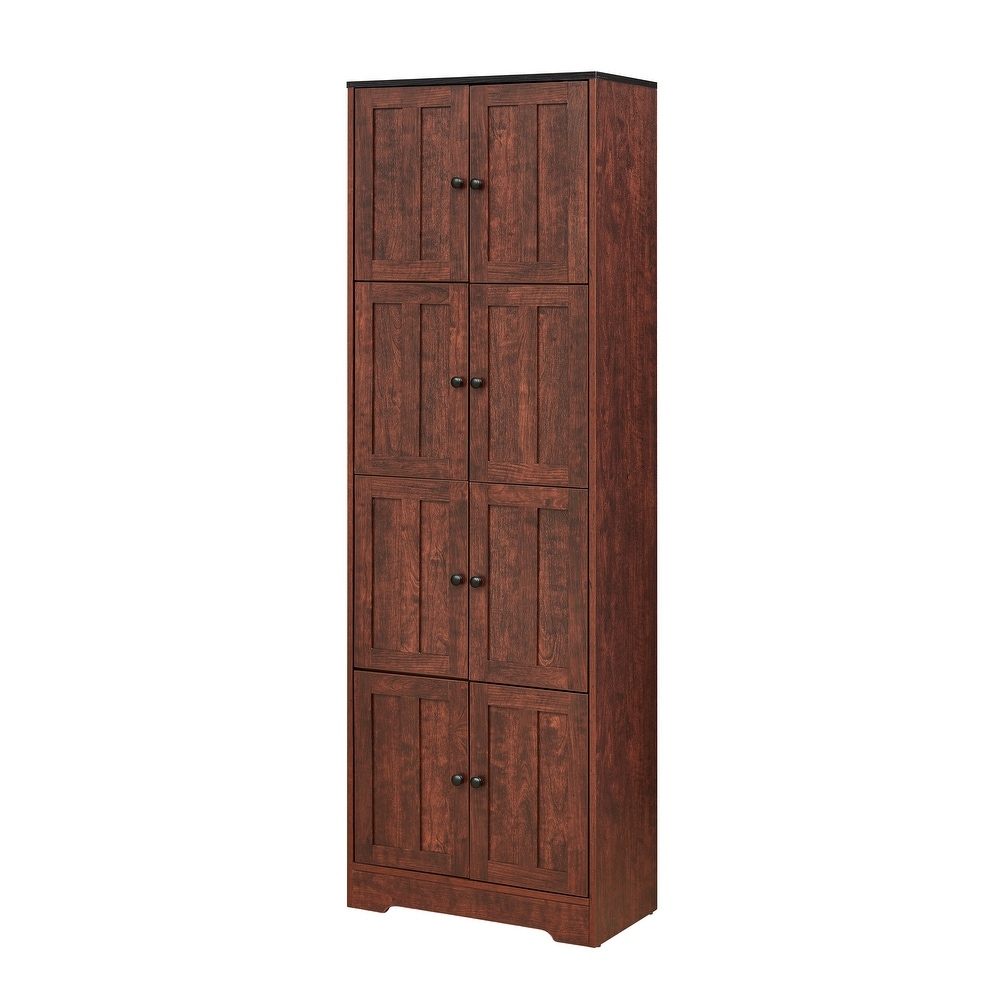 Tall Storage Cabinet with 4 Doors and 4 Shelves