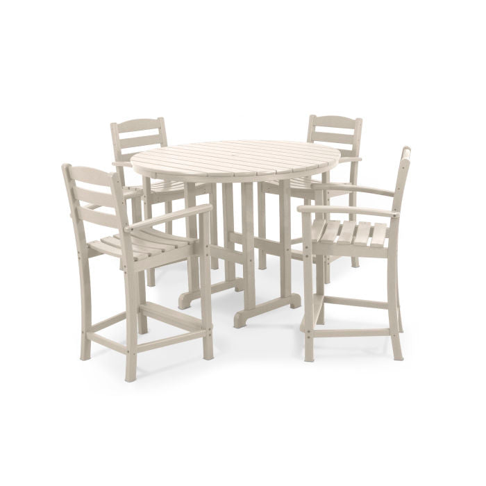 Polywood La Casa Café 5-Piece Round Farmhouse Counter Set PWS143-1