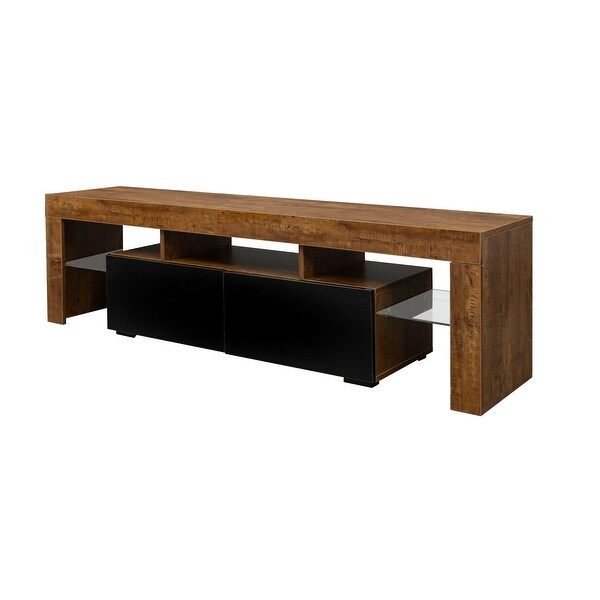 63''L Matt Laminate Finish LED TV Stand Cabinet with 2 Doors，up to 70''