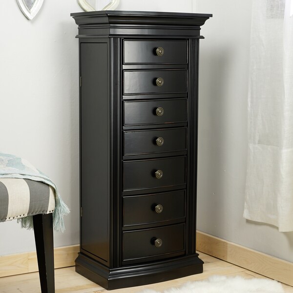 Hives and Honey Landry Distressed Black Jewelry Armoire - - 11193219