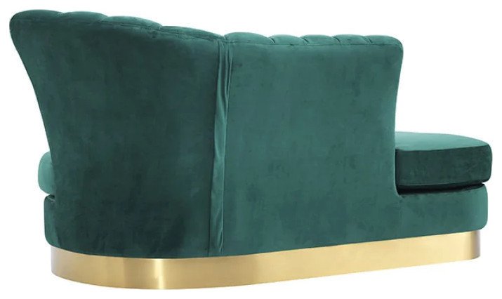 Tad Modern Green Velvet and Gold Loveseat Chaise   Contemporary   Loveseats   by Rustic Home Furniture Deco  Houzz