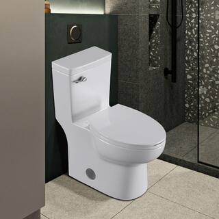 UPIKER Modern 12 in. Rough-In 1-piece 1.27 GPF Single Flush Elongated Toilet in White Seat Included UP2210TOW12335