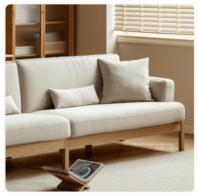 Oak Solid Wood Cream Color 4 seater Sofa   Transitional   Sectional Sofas   by GVAwood  Houzz