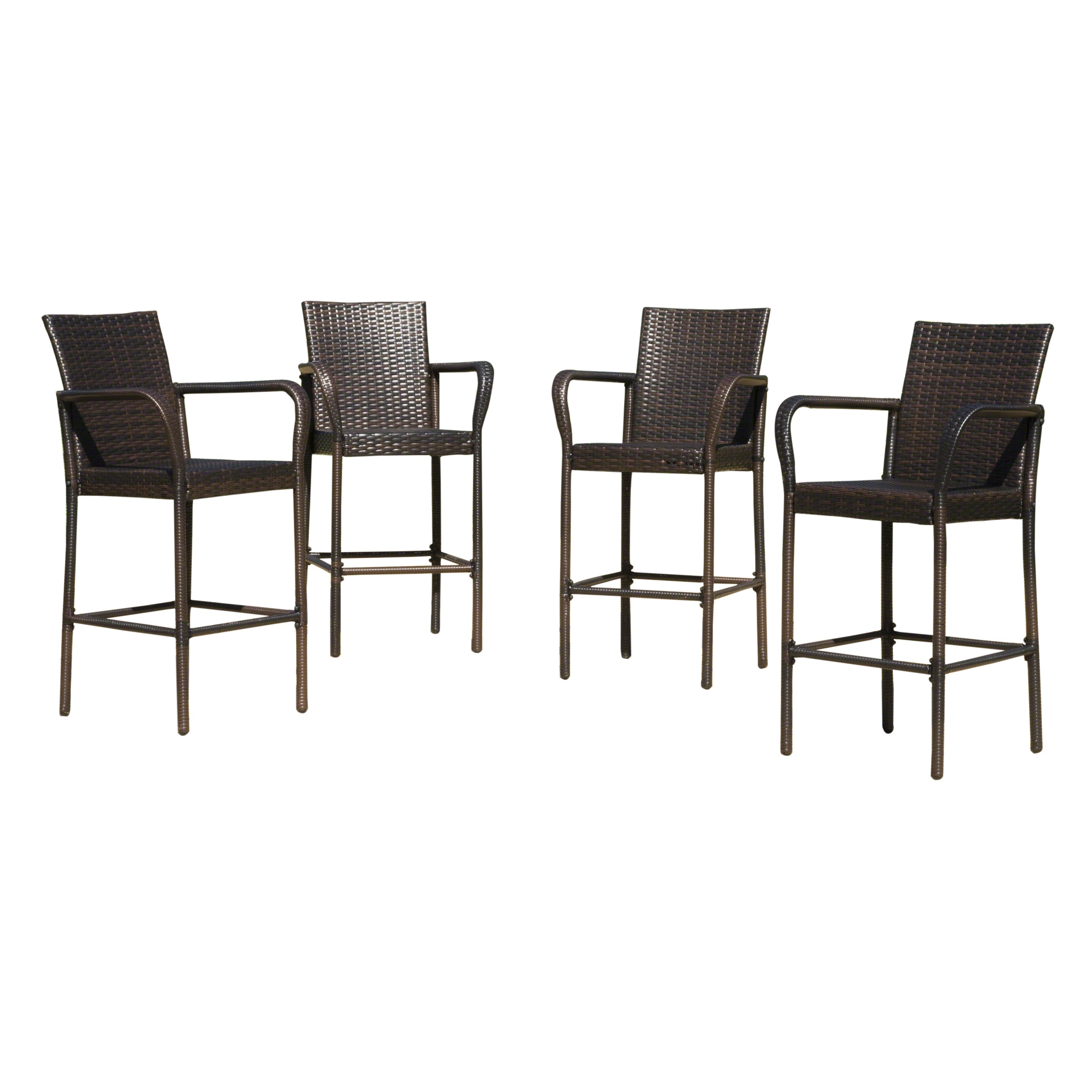 Stewart 30-Inch Outdoor Brown Wicker Barstool (Set of 4)