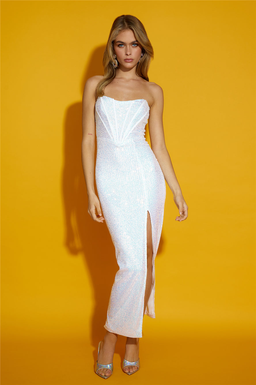 Your Reflection Maxi Dress White Sequin