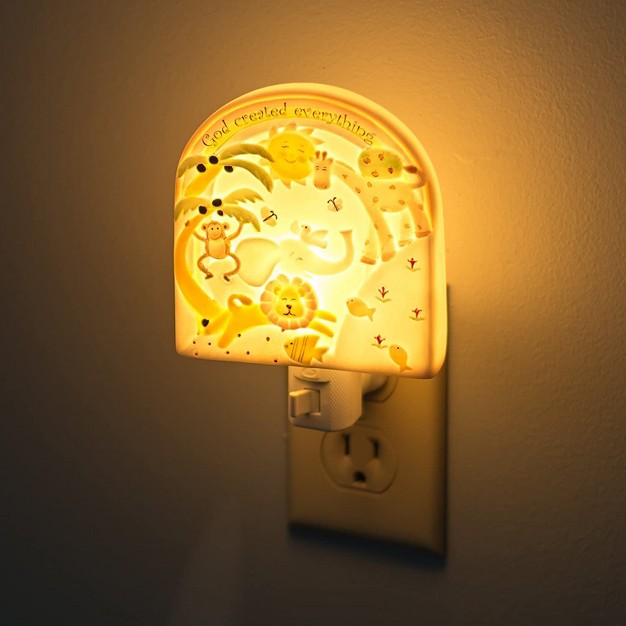 Green And Yellow God Created Everything Porcelain Night Light