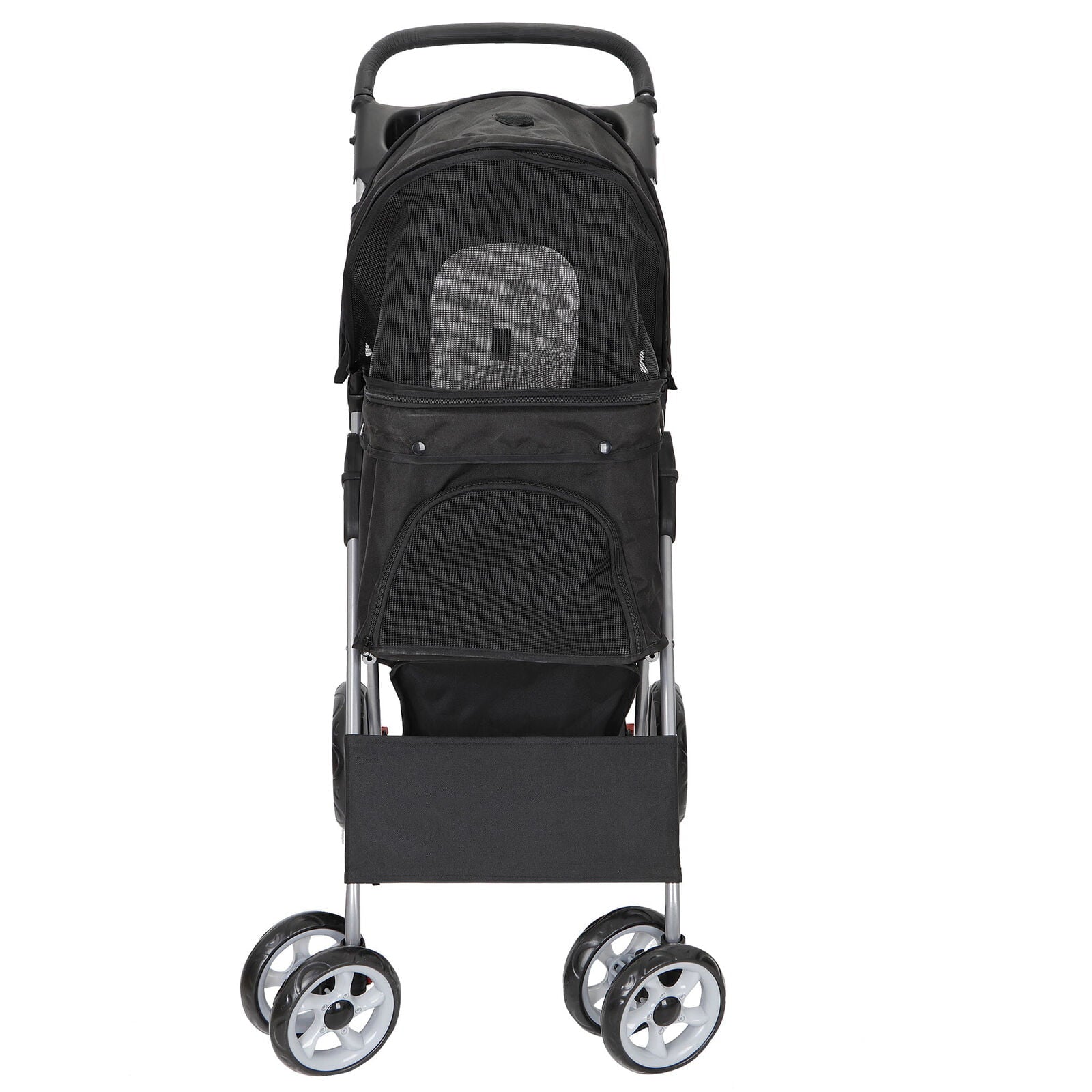 ZENSTYLE Foldable Dog Stroller Pet Travel Carriage Detachable Carrier Cart - Black