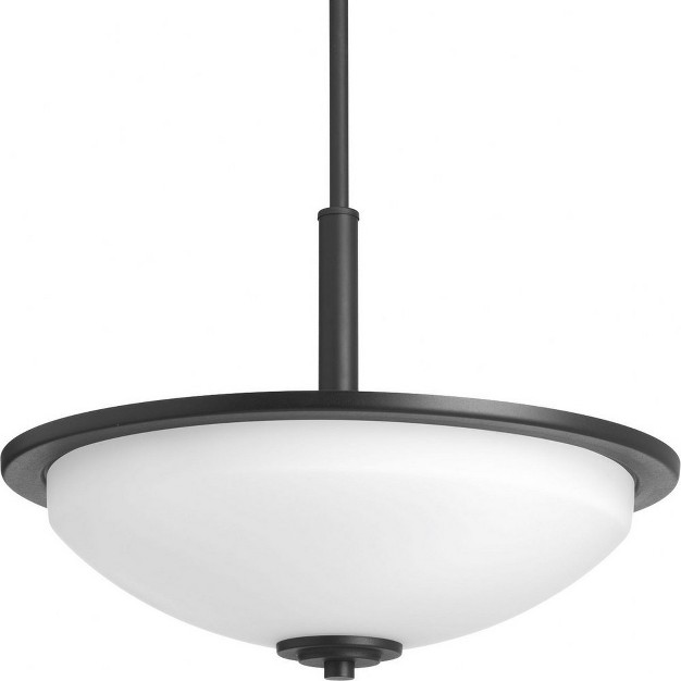 Progress Lighting Replay 3 light Inverted Pendant Brushed Nickel White Glass Shade