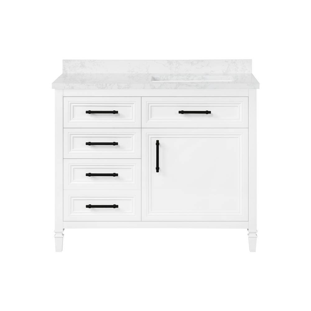 Home Decorators Collection Aiken 42 in. W x 22 in. D Bath Vanity in White with Cultured Marble Vanity Top in White with white Basin Aiken 42W