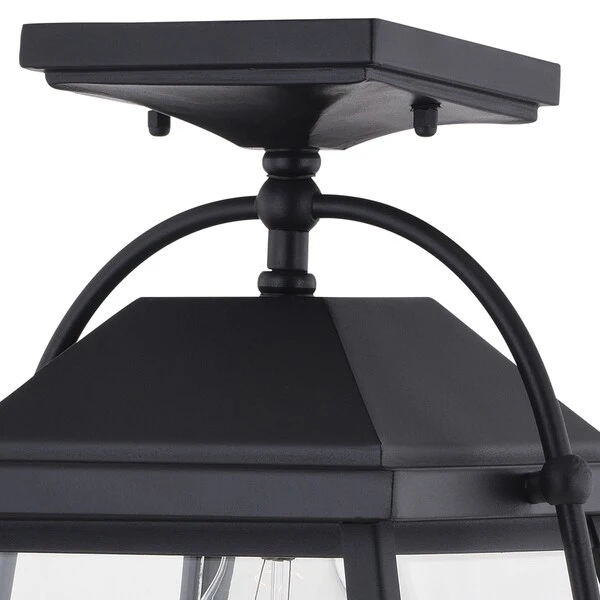 Lexington Black Outdoor Flush Mount Ceiling Light Lantern Clear Glass - 10.75-in. W x 11.5-in. H x 9-in. D