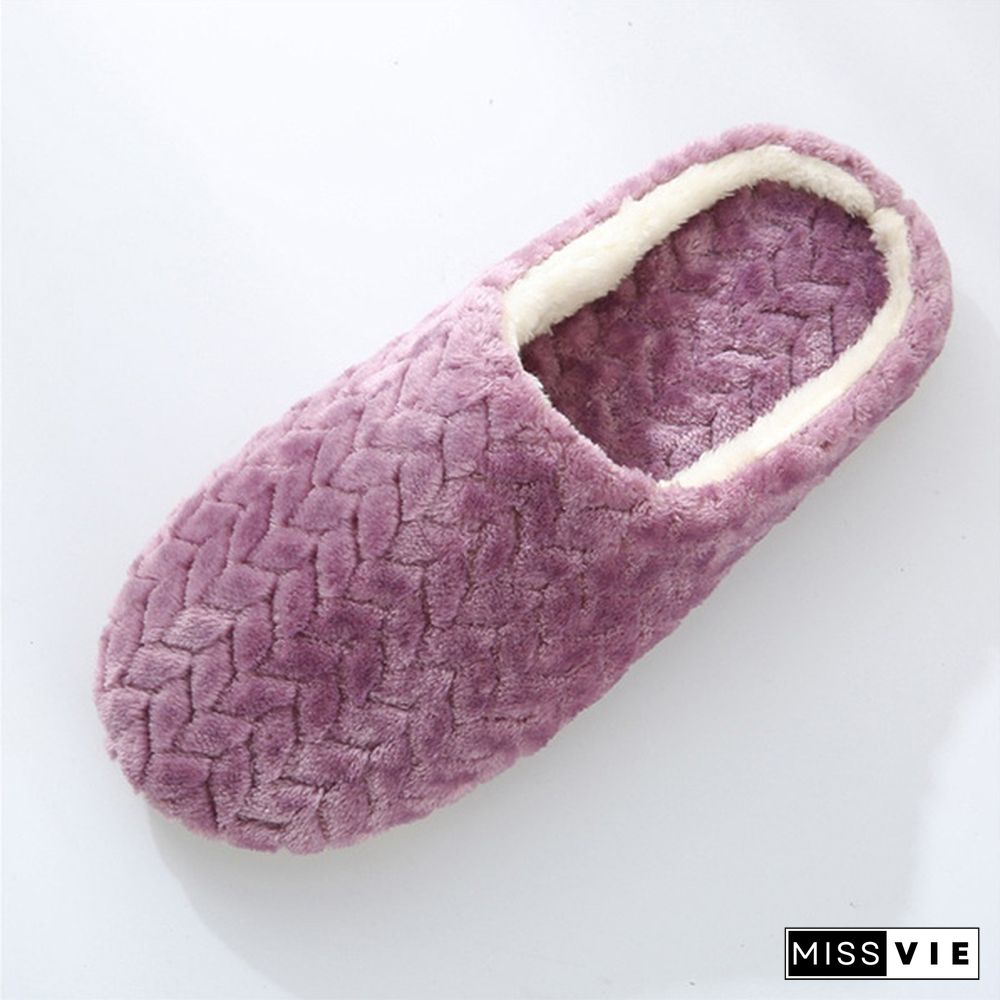 Ladies Fashion Plus Size Soft Bottom Plush Slippers Non-Slip Wooden Floor Indoor Couples Cotton Slippers