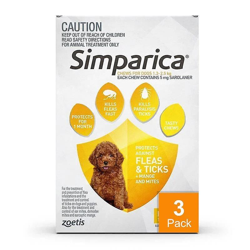 Simparica for Dogs 1.3-2.5 kg (2.8-5.5 lbs) - 3 Pack