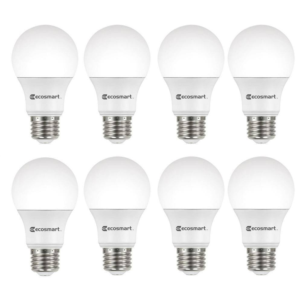 EcoSmart 60-Watt Equivalent A19 Non-Dimmable CEC LED Light Bulb Soft White (8-Pack) A9A19A60WT2048