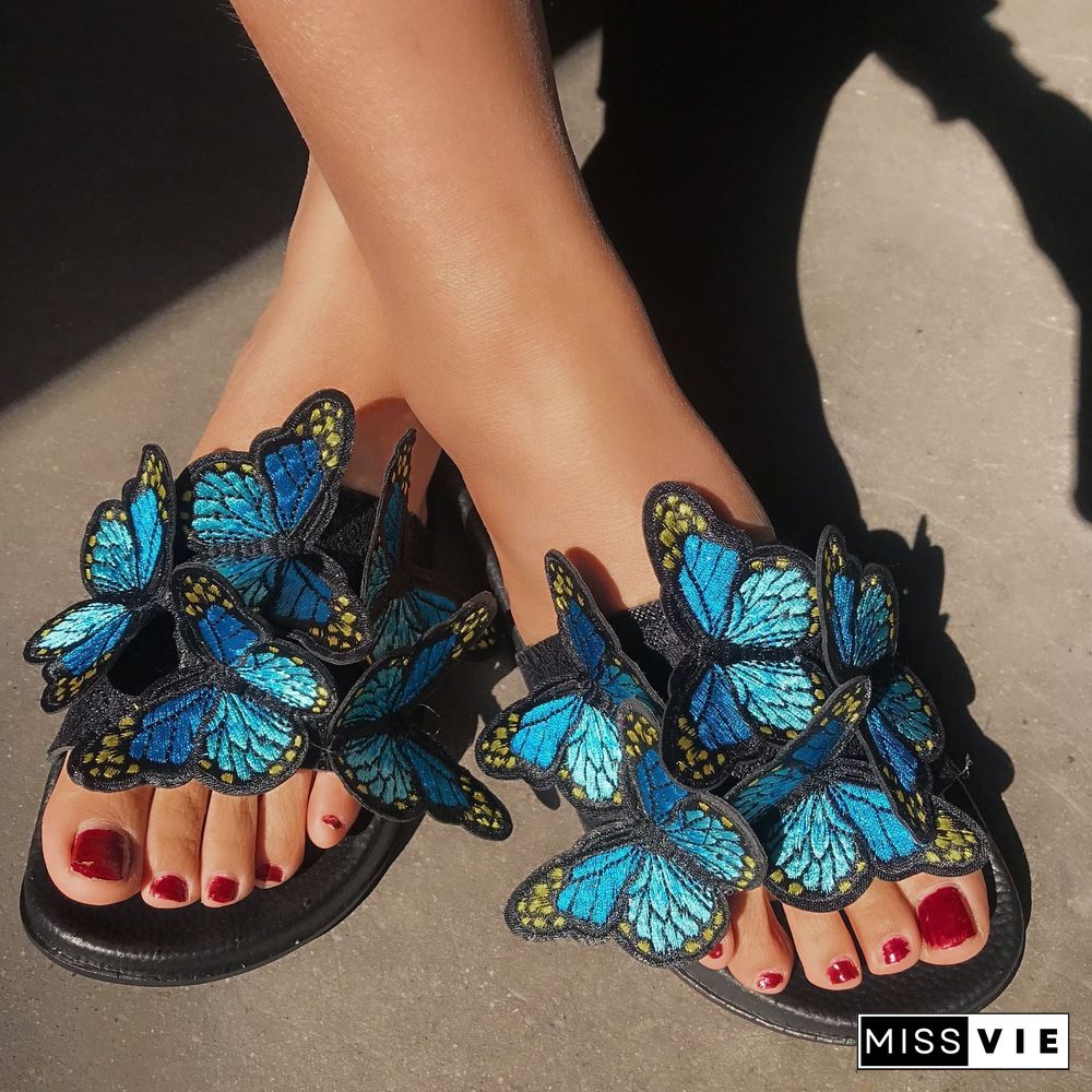 Chic Butterfly Decorated Slipper