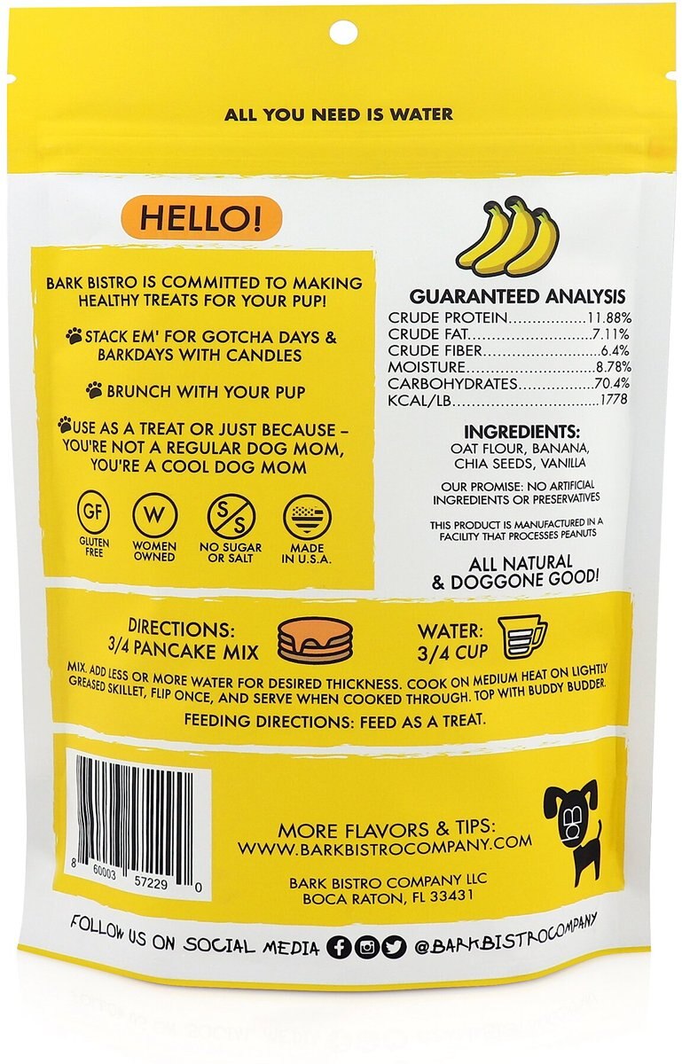 Bark Bistro Company Pooch Pancakes Barking Banana Dog Treat， 14-oz bag