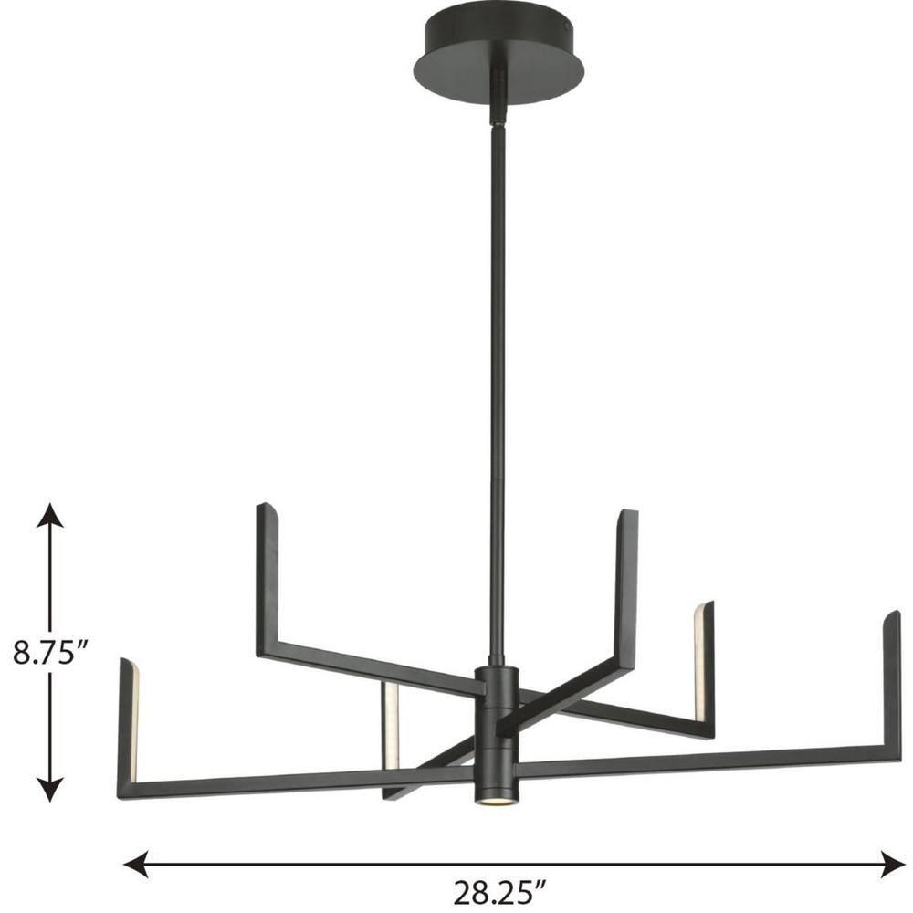 Progress Lighting Pivot LED Collection 6-Light Matte Black Frosted Glass LED Modern Chandelier Light P400260-031-30